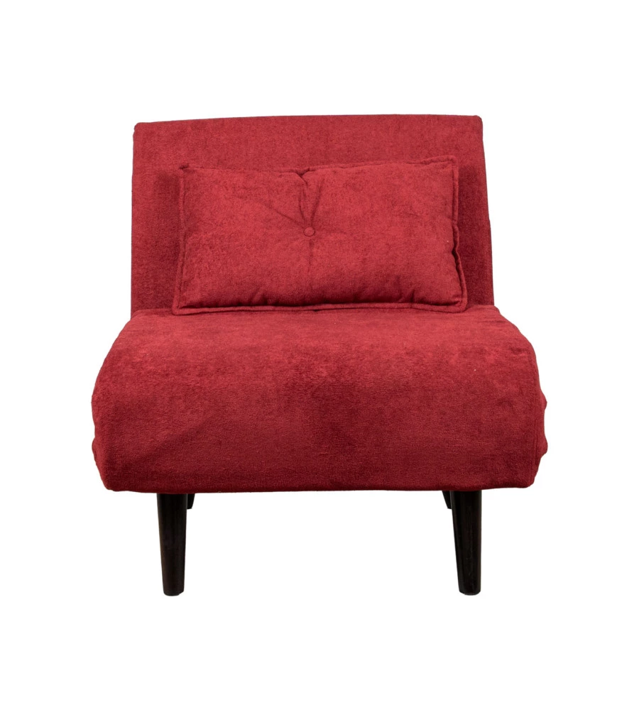 POLTRONA LETTO "QUEEN" IN TESSUTO BURGUNDY, 77x77X85 CM